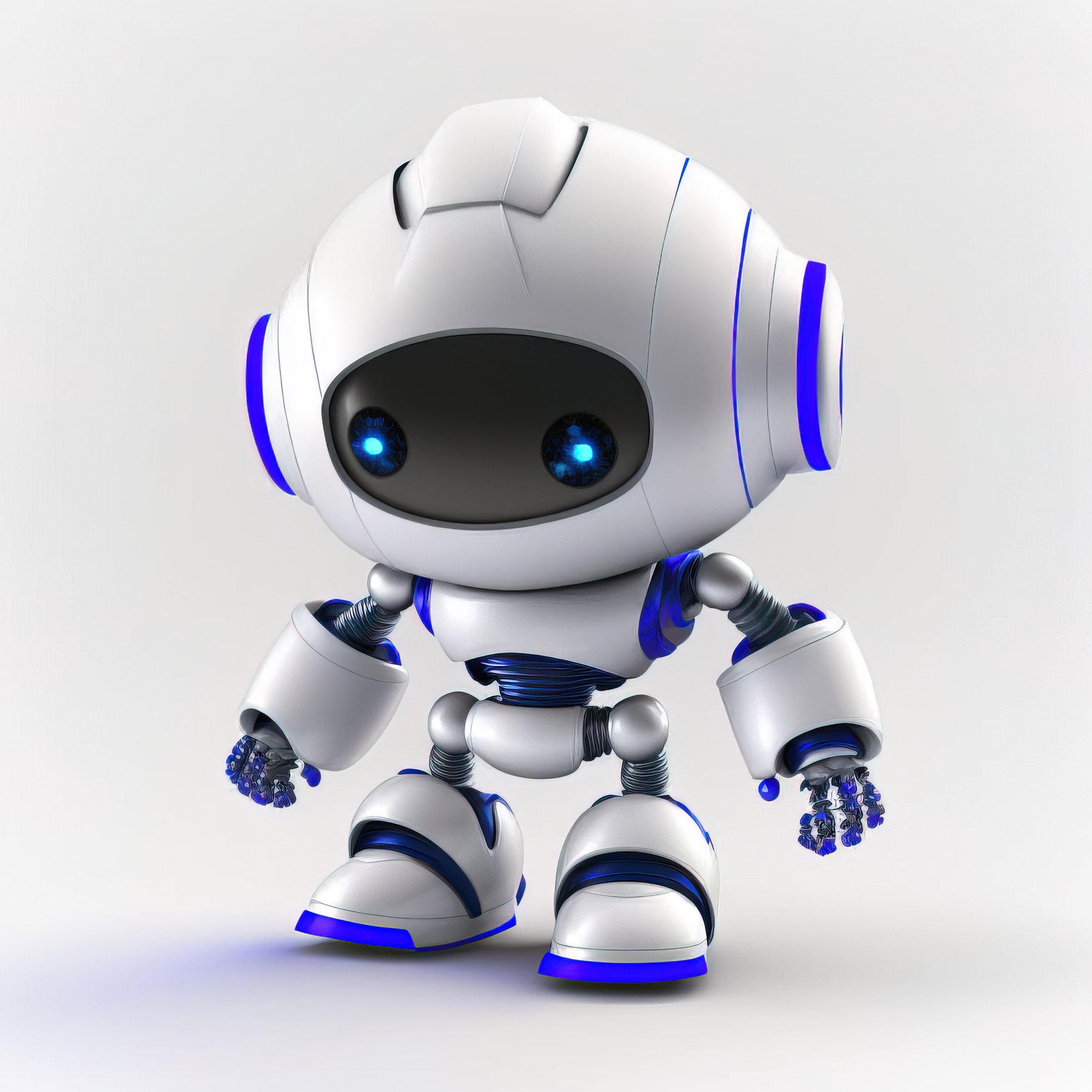 Cute white robotic teen â mini unit robot toy, 3d rendering